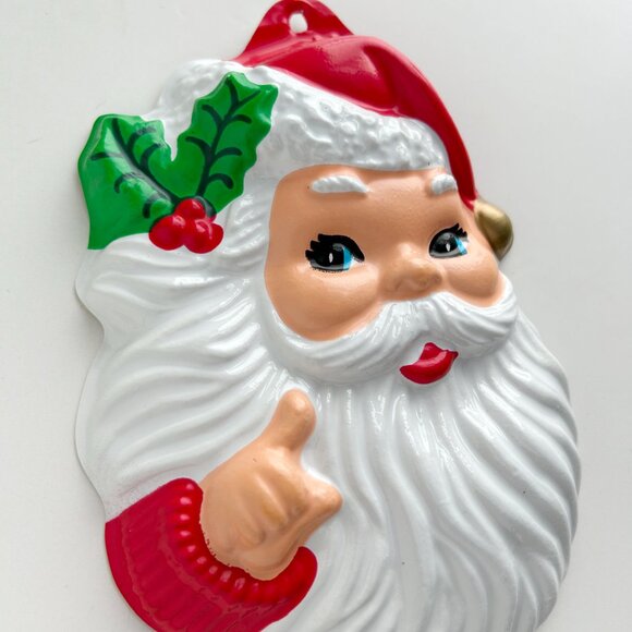 Vintage Santa Face Plastic Blow Mold Wall Hang - Picture 2 of 6